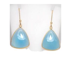 Pendientes bohemios chapados en oro con múltiples piedras preciosas naturales cuelgan y gota trillón Perú Calcedonia piedra natal para bodas fiestas - Product Image 1