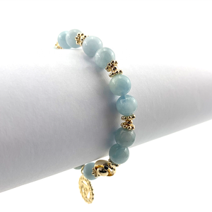 Pulsera de cuarzo con cuentas de <span class=keywords><strong>Aguamarina</strong></span>, piedra Natural para sanación de cristales, cuarzo, 7 Chakras, venta al por mayor - Product Image 6