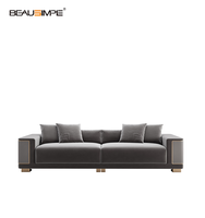 Canapé sectionnel en cuir de luxe de conception italienne, canapé rectangulaire en tissu européen pour salon de villa léger