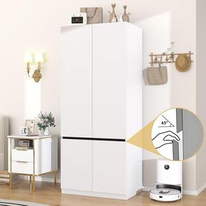 Armoire haute minimaliste blanche de qualité export avec 2 portes et tringle de suspension pour chambre à coucher - Product Image 6