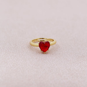 Anello aperto in zirconio cubico a forma di cuore colorato 18K oro placcato con cuore anelli da dito - Product Image 6