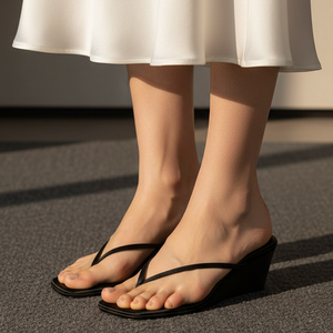 Simple Design Women's <b>Clip</b> Toe Sandals Sexy on Mules Big Size 46 Wide Fit High Wedge Heels Shoes - Product Image 2