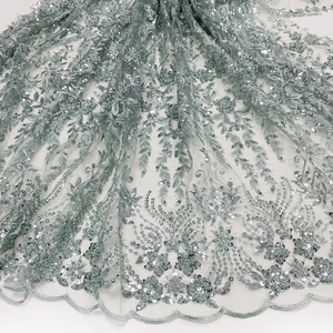 Haut de gamme robe de mariée tissu herbe vert clair vert <span class=keywords><strong>millet</strong></span> perles paillettes maille broderie 100% Polyester tricoté Stretch filles - Product Image 4