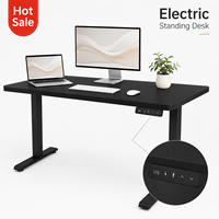 Bureau debout électrique blanc moderne et durable, design ergonomique, résistant à l'eau, construction en bois et acier pour bureau, chambre et ordinateur portable