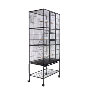 OEM ODM Black Metal Wire <strong>Large</strong> Breeding <strong>Bird</strong> Parrot Cages With Wheels <strong>Feeder</strong> - Product Image 1