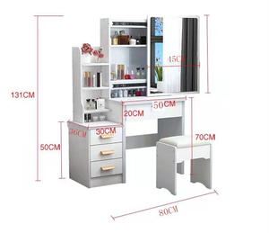 Mesa de maquillaje al por mayor, tocador moderno con espejo con luz LED y taburete para tocador, muebles de dormitorio elegantes - Product Image 4