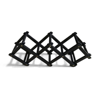 Porte-bouteilles moderne en bambou noir, petit format, avec design pliable pour organiser et ranger les bouteilles