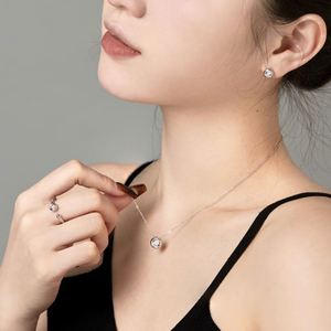 Aretes de Plata de Ley 925 con Baño de Rodio y Circonita Cúbica 5A en Forma de Círculo, Diseño Clásico Dylam, para Mujer, Joyería Nupcial - Product Image 4