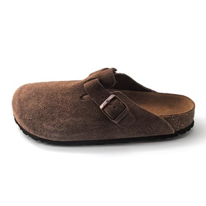 Sandales plates en daim marron doux d'hiver à semelle en liège, style vintage, confortables, respirantes, pour femmes, pantoufles de marche - Product Image 5