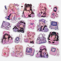 Autocollant personnalisé avec logo de fille anime, couleurs vibrantes, résistant aux UV, découpe numérique, impression manga, autocollants en vinyle PVC imperméables et mignons