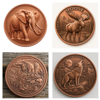 Pièce de monnaie personnalisée en cuivre pur 999, 1 oz, à relief élevé, représentant un animal sauvage (Élan, Lys)