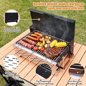 Barbecue pliant portable pour camping, grill de table pour barbecue extérieur avec sac de transport pour camping, pique-nique, emballage pour vente par correspondance - Product Image 2