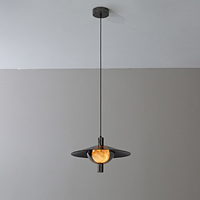 Luminaire suspendu moderne en verre fumé avec abat-jour en albâtre naturel pour bar, îlot de cuisine, salle à manger