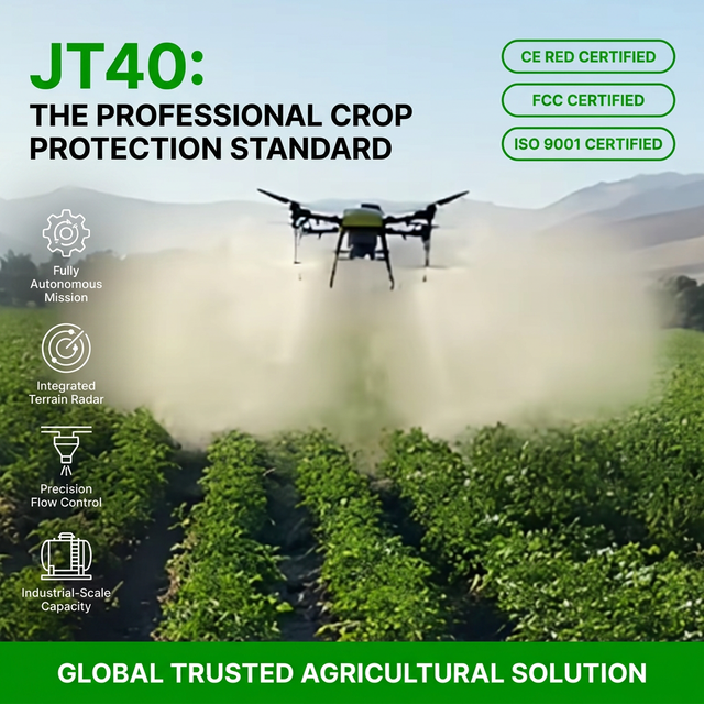 JT40 Crop Protection Sprayer Drone Autonomous GPS Agricultural Spraying UAV with Precision Flow Control CE RED Certified