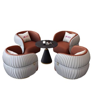 Conjunto de Sofá para Hotel, Sillón Redondo de Cuero PU con Mesa de Centro para Espacios Comerciales, Diseño Duradero - Product Image 5