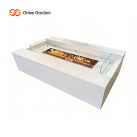 Table de foyer extérieur moderne au propane Gnee Garden avec panneaux en verre, en acier Corten résistant aux intempéries, autoportante, écologique, épaisseur 3 mm, 9999