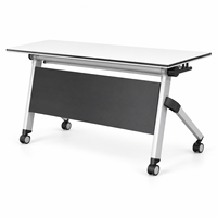 Table de formation mobile à plateau rabattable avec roulettes, bureau de réunion en panneau de particules E1 avec panneau de confidentialité pour salle de classe universitaire