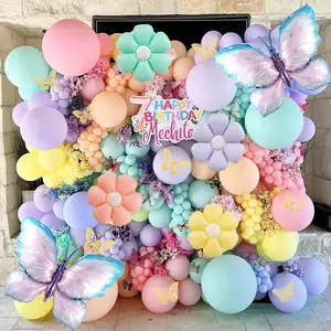 Latex Balloons Arch Garland Kit Pastel Purple Green Yellow Pink Orange Balloon For Birthday Party Decorations