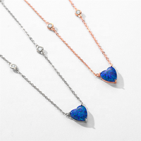 Collier porte-bonheur avec chaîne en argent sterling OEM, pendentif géométrique opale de la saint-valentin, texture bleue, colliers faits à la main