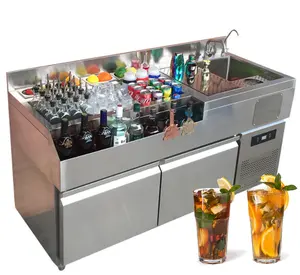 Factory price stainless steel portable cocktail station beverage movable bar