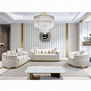 أريكة تشيسترفيلد بيضاء وردية ذهبية فاخرة من منفذ المصنع ، أريكة من القماش المخملي ، مجموعة أثاث أريكة لغرفة المعيشة معنقدة - Product Image 2