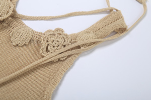 Gaun Maxi Rajut Wanita Warna Solid, Pakaian Pantai Seksi, Model Bungkus, Kasual Musim Panas - Product Image 6