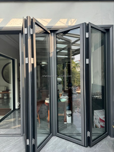 Porte pliante en aluminium directement de l'usine, porte vitrée pliante sur mesure, étanche et insonorisée, pour balcon de villa résidentielle - Product Image 6
