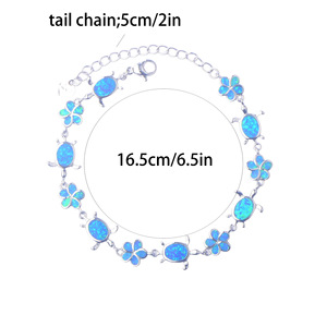 925 браслет из стерлингового серебра с опалом в виде черепахи, ювелирные изделия в гавайском стиле с родиевым покрытием для подарка или вечеринки - Product Image 5