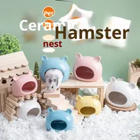Nid d'igloo en céramique de dessin animé en gros abri de refroidissement maison pour hamsters hérissons planeurs en sucre ours d'or