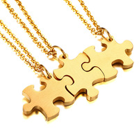 Collier unisexe, bijoux en acier inoxydable, Puzzle, accessoire assorti pour les meilleurs amis
