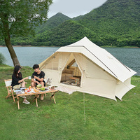 Tente gonflable à ouverture rapide pour le camping en plein air, 6-8 personnes, imperméable, grande capacité, toit en coton, quatre saisons, portable