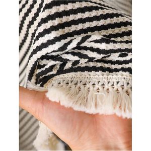 Camiseta de Manga Larga a Rayas para Mujer, Talla Grande, Estilo Batwing, Tejido de Algodón, con Borlas en el Bajo, Informal, para Otoño - Product Image 3