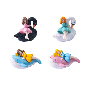 Figuras Coleccionables de Dibujos Animados de Princesa en Lazo con <span class=keywords><strong>Cisne</strong></span> y Ballena, Temática Marina 3D, para Decoración de Pasteles, Regalo al por Mayor - Product Image 1