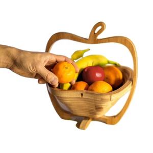 ถาดไม้ผลไม้ไม้เนื้อแข็งดีไซน์สร้างสรรค์พับเก็บได้วัสดุทองเหลืองทนทานสำหรับบ้านห้องนั่งเล่นโรงแรมอินเดียเครื่องมือเครื่องเทศรวมอยู่ด้วย - Product Image 1