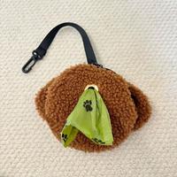 Distributeur de sacs à déjections canines mignon avec fermeture éclair, impression personnalisée, style designer, en peluche, support de sacs à déjections pour laisse de chien