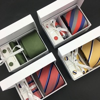 Ensemble de boîte-cadeau à cravate pour hommes, boutons de manchette carrés de poche, pince à cravate, 100% soie Jacquard tissé couleur unie bordeaux