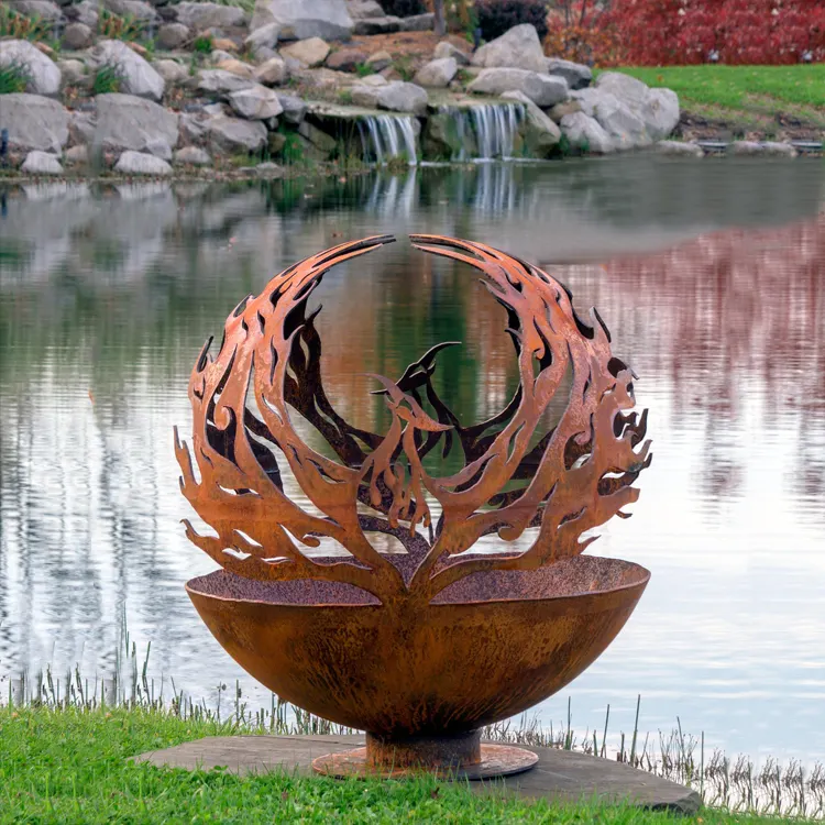 JH e-mech evrensel dekoratif çekici en iyi büyük açık odun yanan dövme dökme demir ateş çukuru