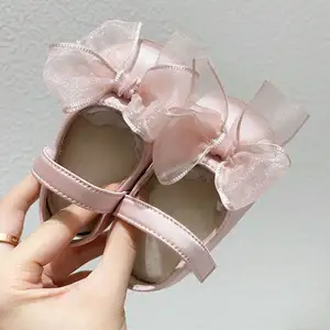 Baby Soft Bottom Non-Slip Silk Material Girls Princess Shoes Baby Dress Shoes With Anti-Slip Sole Infant Party