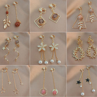 Premium perle oreille Clips femme moustique bobine disque rétro oreille boucles d'oreilles suspendues boucles d'oreilles à franges commerce extérieur bijoux en gros