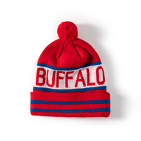 Moda Jacquard letra Beanie sombrero de invierno bordado Logotipo de punto deporte Bobble sombreros Hockey sombreros personalizados