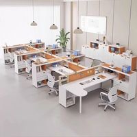 Bureau de personnel pour 5 et 7 personnes avec écran en PVC pour superviseur, porte-cartes, combinaison de chaise de bureau