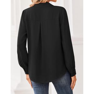 Blusa de Gasa para Mujer, Manga Larga, Cuello en V, Estilo Casual para el Trabajo, Ropa de Primavera/Verano - Product Image 5