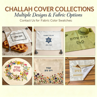 Cubierta de Challah de Lino Azul Claro de Doble Capa con Motivo de Estrella de David y Ojo Turco, Judaica Personalizada para Shabat, Cena Ritual Familiar en Casa