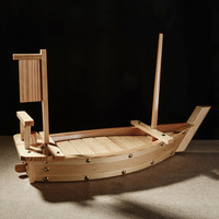 Bateau à sushi en bois de bambou naturel japonais de restaurant d'hôtel réutilisable fait à la main pour une grande fête