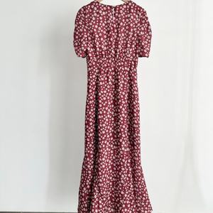 Robe taille mince à col en V imprimé cerise douce pour femmes robes japonaises <span class=keywords><strong>printemps</strong></span> été - Product Image 3
