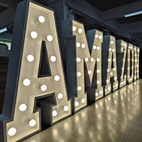 Letras de Marquesina con Retroiluminación 3D, Letras Grandes para Letreros, Número de Casa Grande de Madera con Bombillas