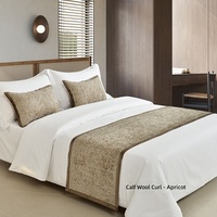 Serviette de lit en polyester pour hôtel, drap de lit rayé de luxe léger, tapis de chevet en tissu doux pour la peau, lavable en machine, 300TC