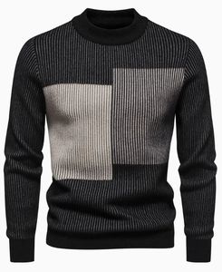 Pull à col rond en patchwork pour hommes, chaud et mince - Product Image 3