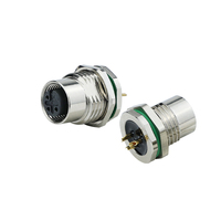 Connecteur industriel étanche IP67 M12 à montage sur panneau, type à écrou de verrouillage frontal, découpe fixe de 16,2 mm, en acier inoxydable 2-5 broches