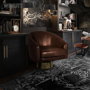 Silla de ocio individual italiana WBERT, parte inferior moderna de acero inoxidable, todo cuero, Color Morandi, diseño de lujo ligero, sala de estar - Product Image 4